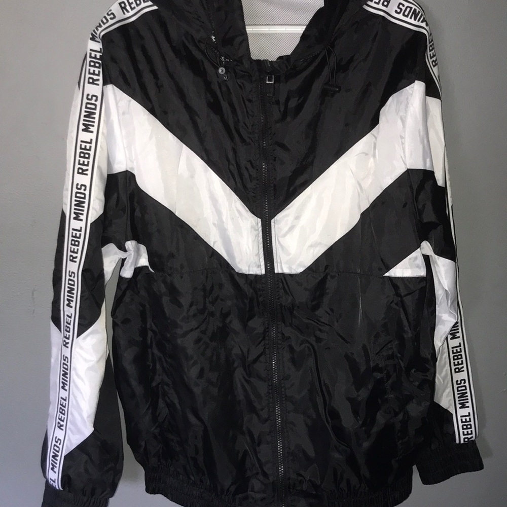 Black and white windbreaker
